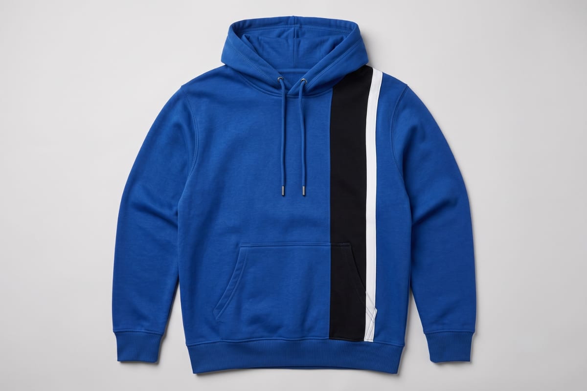 A finished hoodie sample matching the approved design sketch.